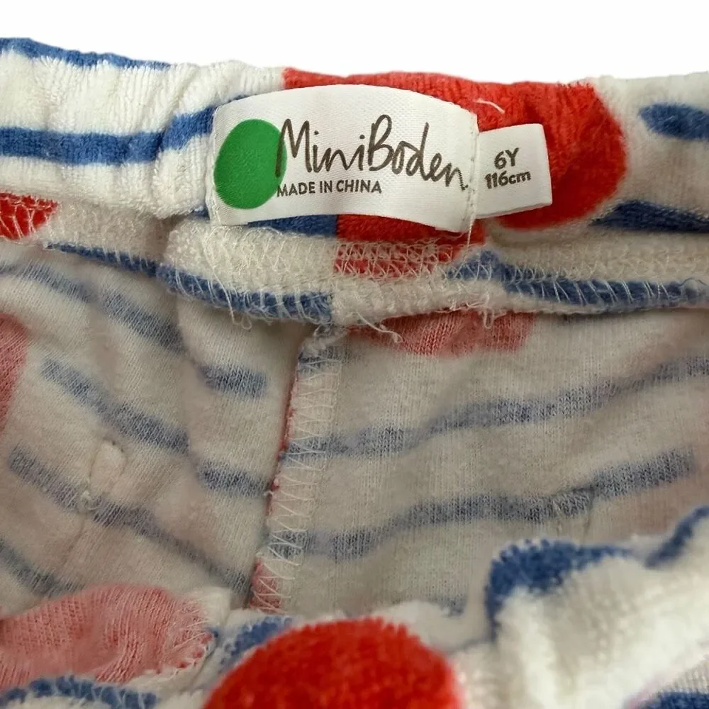 Mini Boden size 6 Year Terry Heart Striped Shorts - Picture 4 of 6